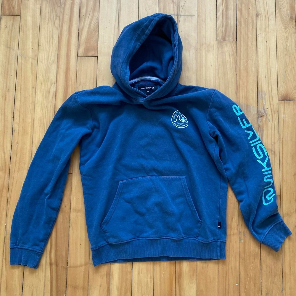 Quiksilver Blue Long Sleeve Hoodie Sweatshirt Men's L Original Boardshort Co
